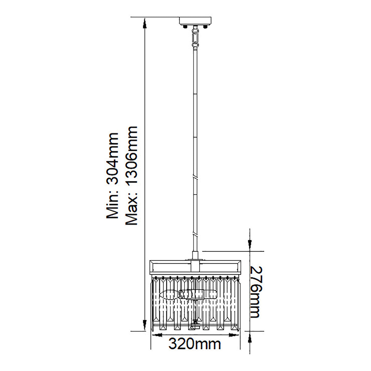 Elstead Aries Kronleuchter Nickel – Massskizze