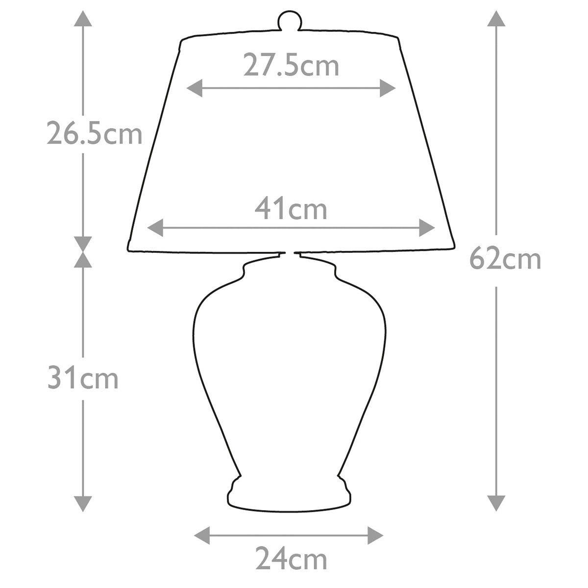 Elstead Arum Tischlampe Messing – Massskizze