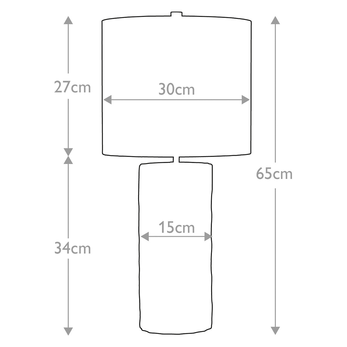 Elstead Barbican Tischlampe Graphit, Silber – Massskizze