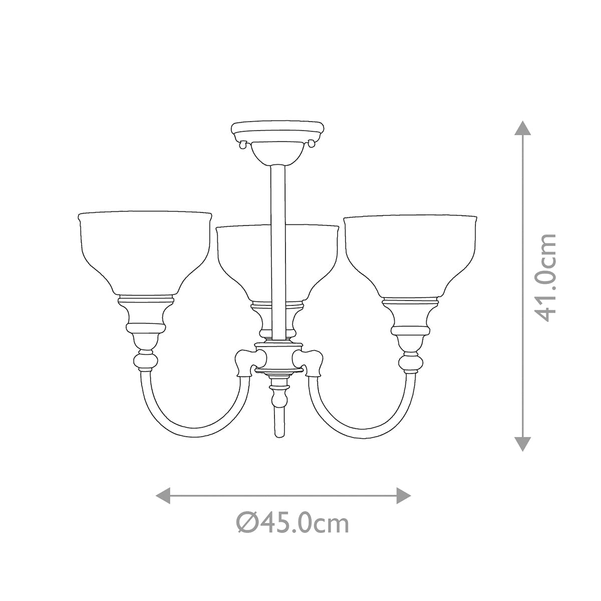 Elstead Cheadle Kronleuchter Chrom – Massskizze