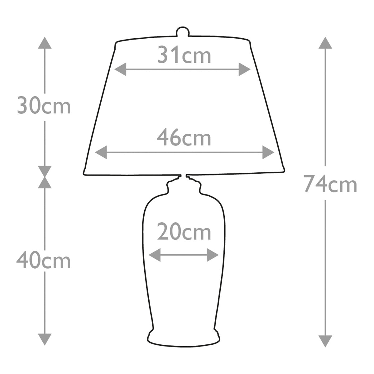 Elstead Black Tischlampe Schwarz, Gold – Massskizze