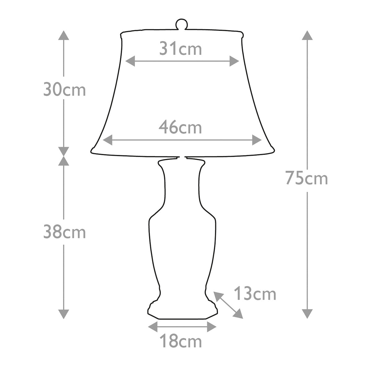 Elstead Blue Tischlampe Blau, Weiß – Massskizze