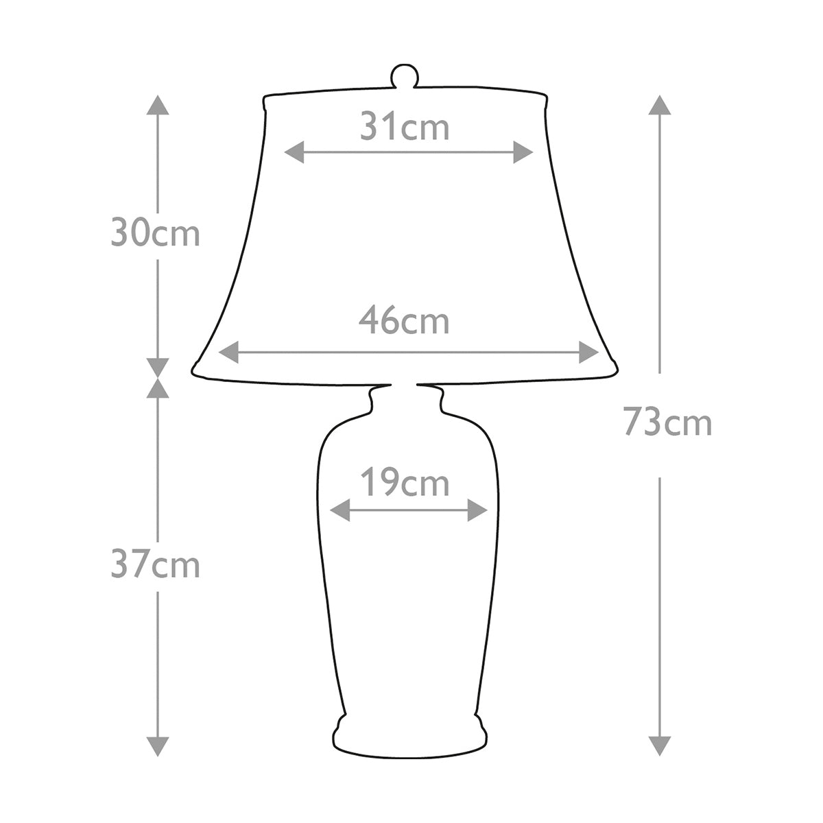 Elstead Blue Tischlampe Blau, Weiß – Massskizze
