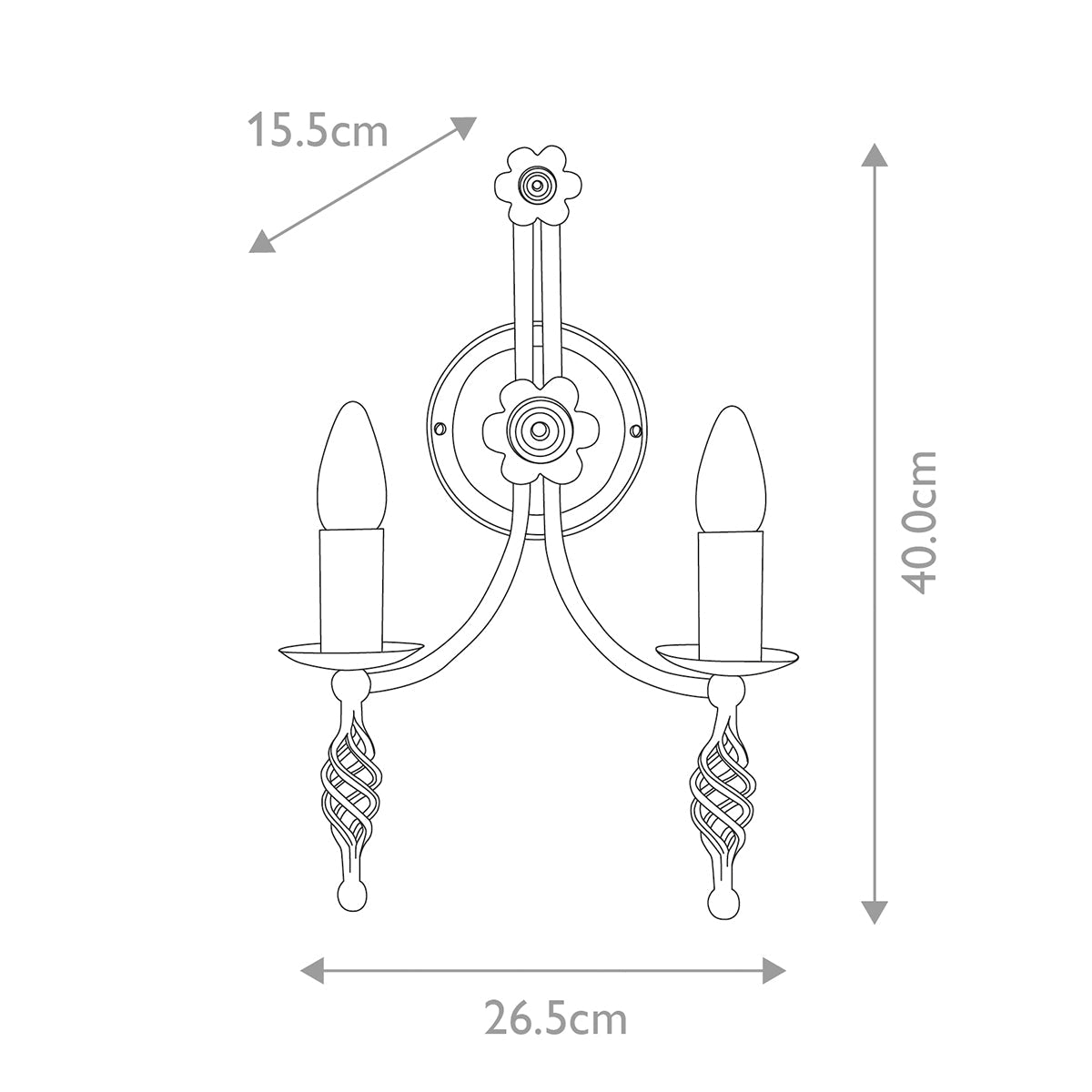 Elstead Belfry Wandleuchte Schwarz – Massskizze