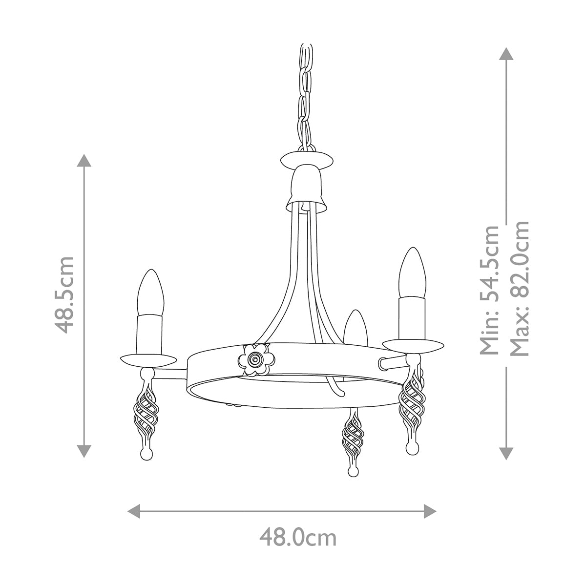 Elstead Belfry Kronleuchter Schwarz – Massskizze