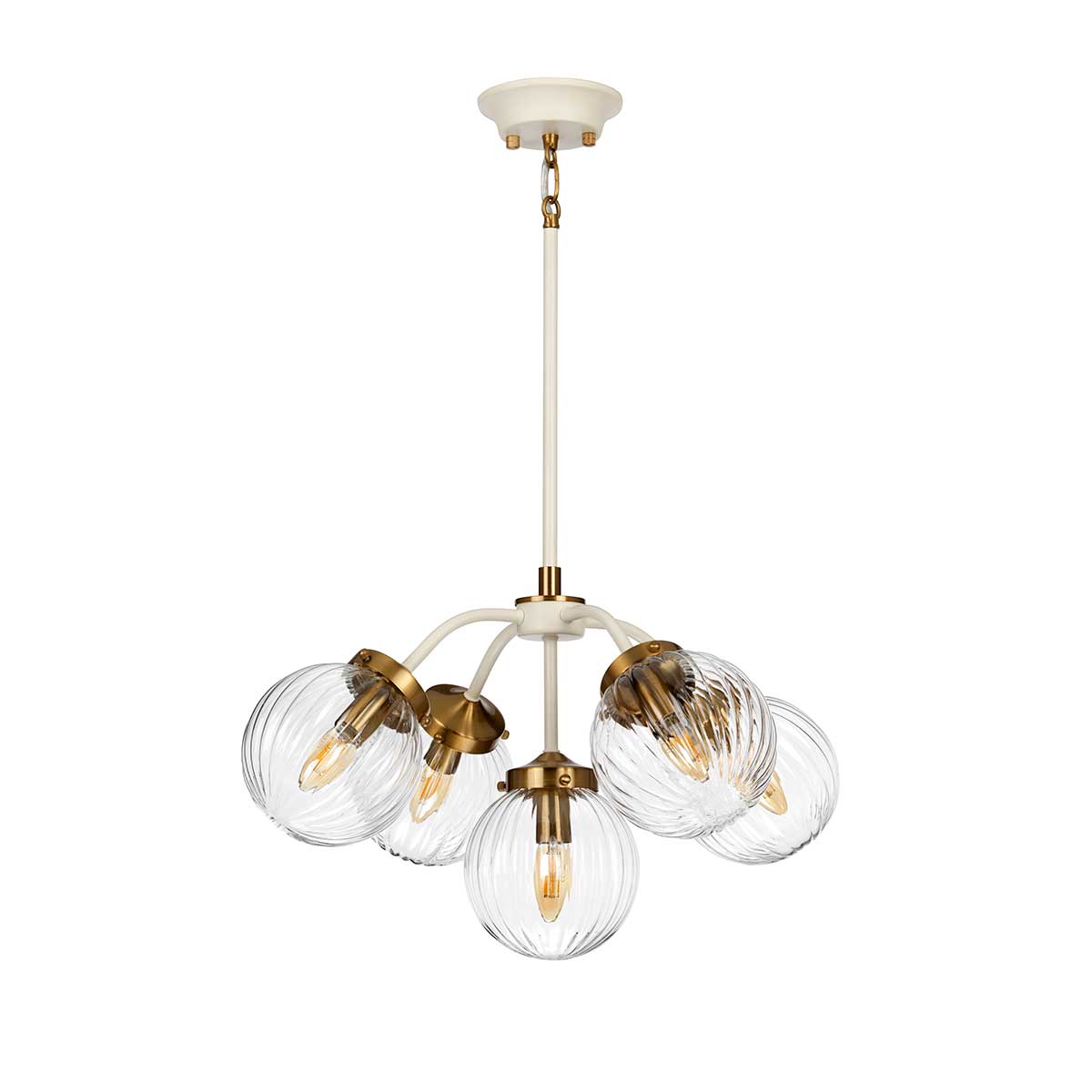 Elstead Cosmos Pendelleuchte Creme, Messing – Wohnambiente
