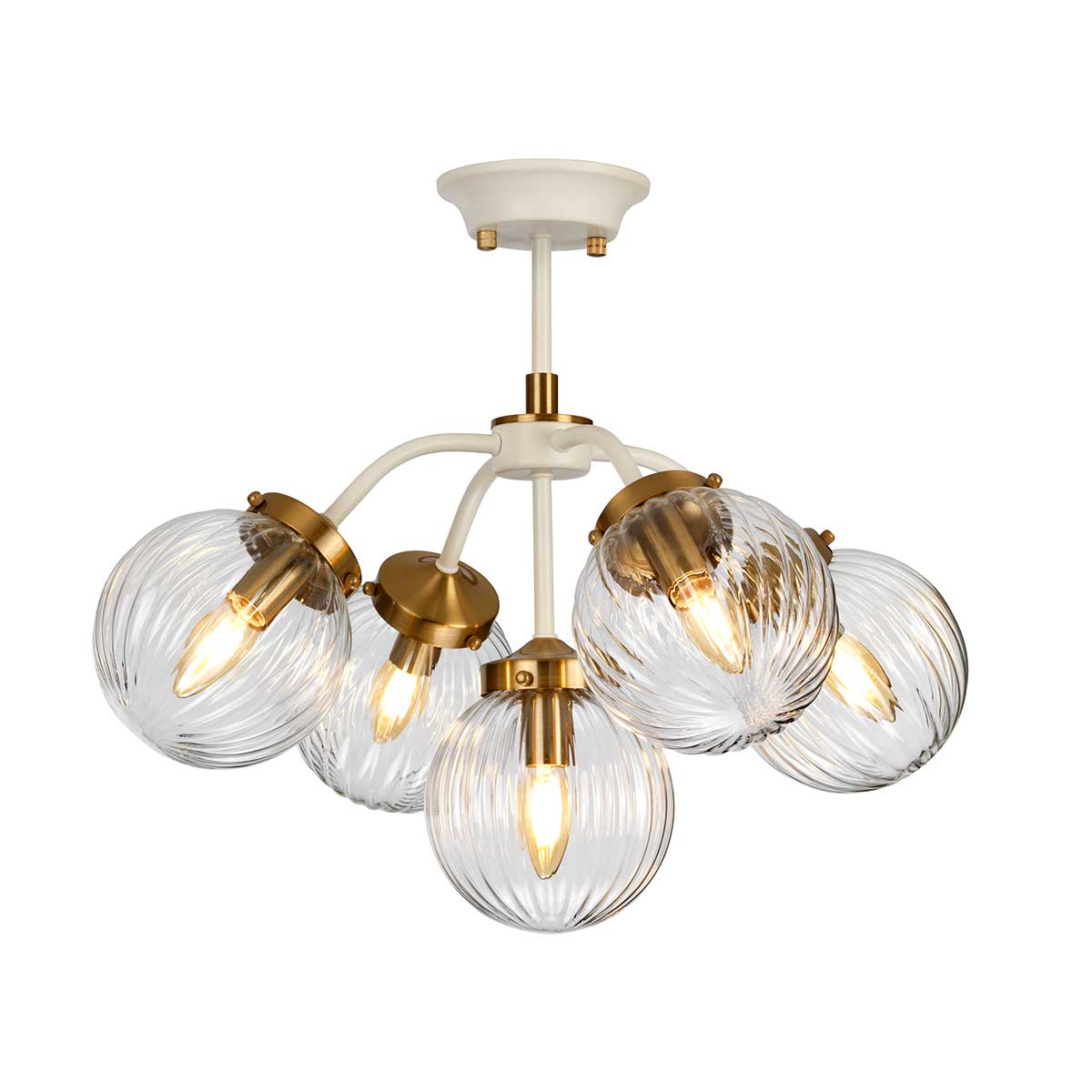 Elstead Cosmos Pendelleuchte Creme, Messing – Detailansicht