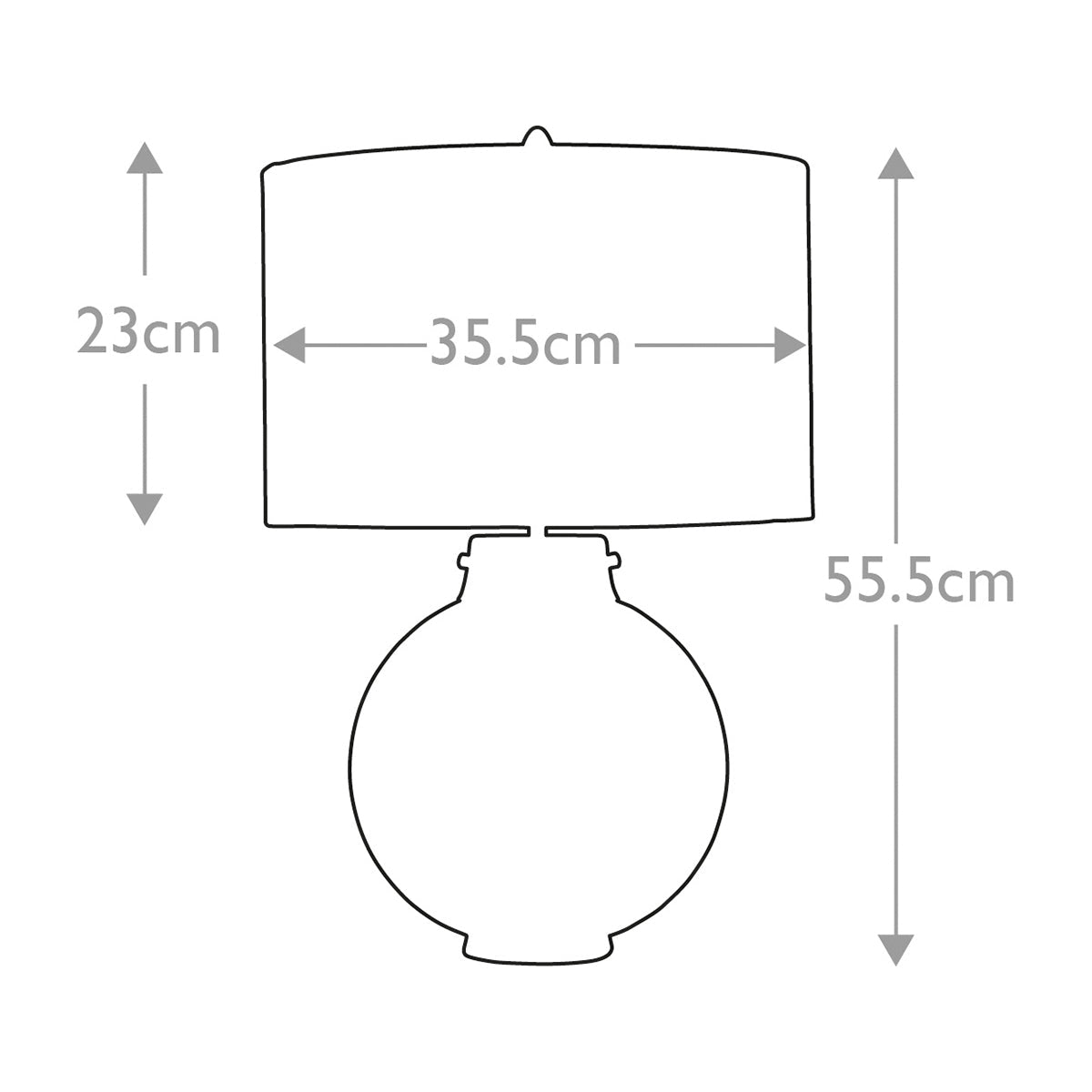 Elstead Kara Tischlampe Nickel – Massskizze