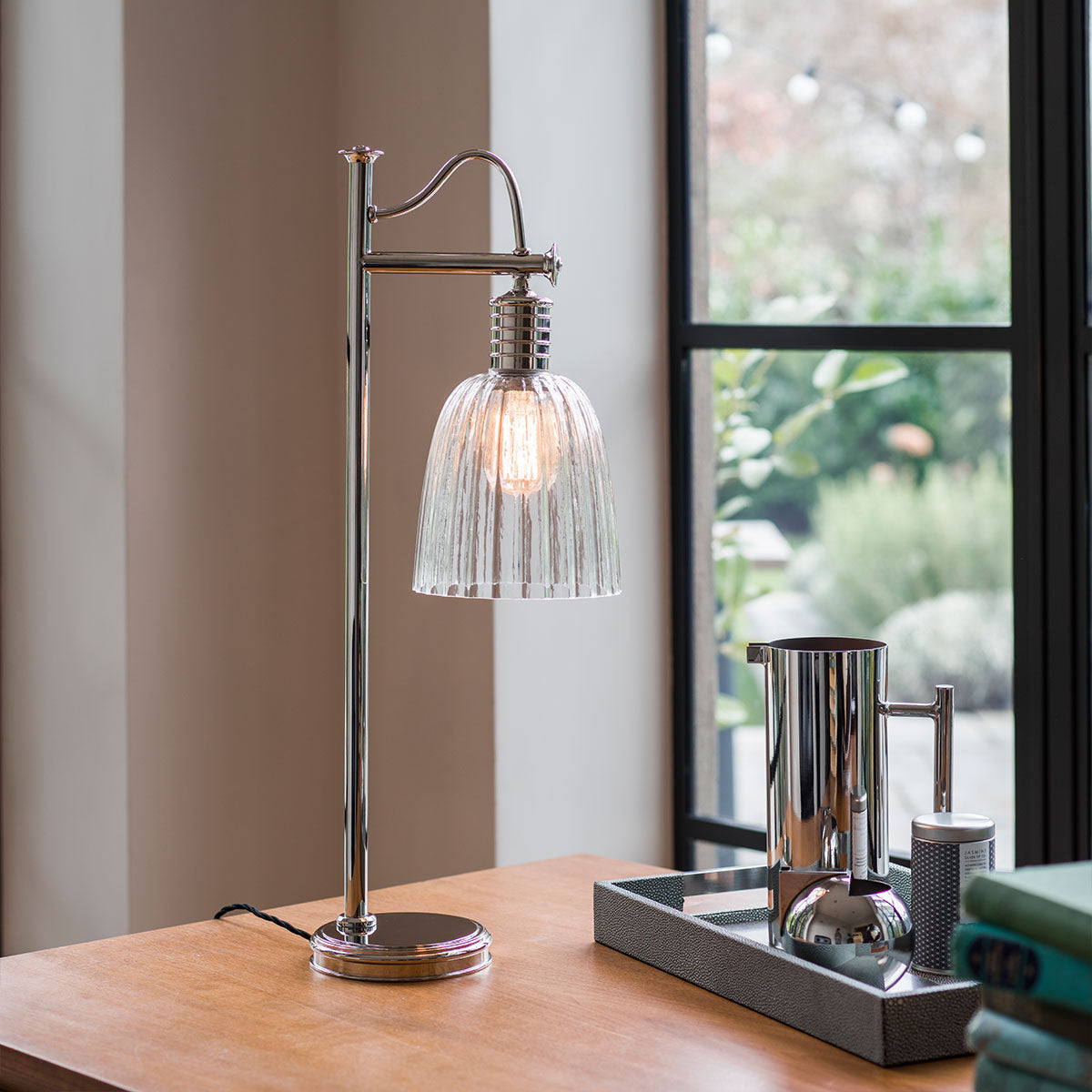 Tischlampe 'Douille', 19.3 × 15.0 cm, Poliertes Nickel, E27 – Dimmbar