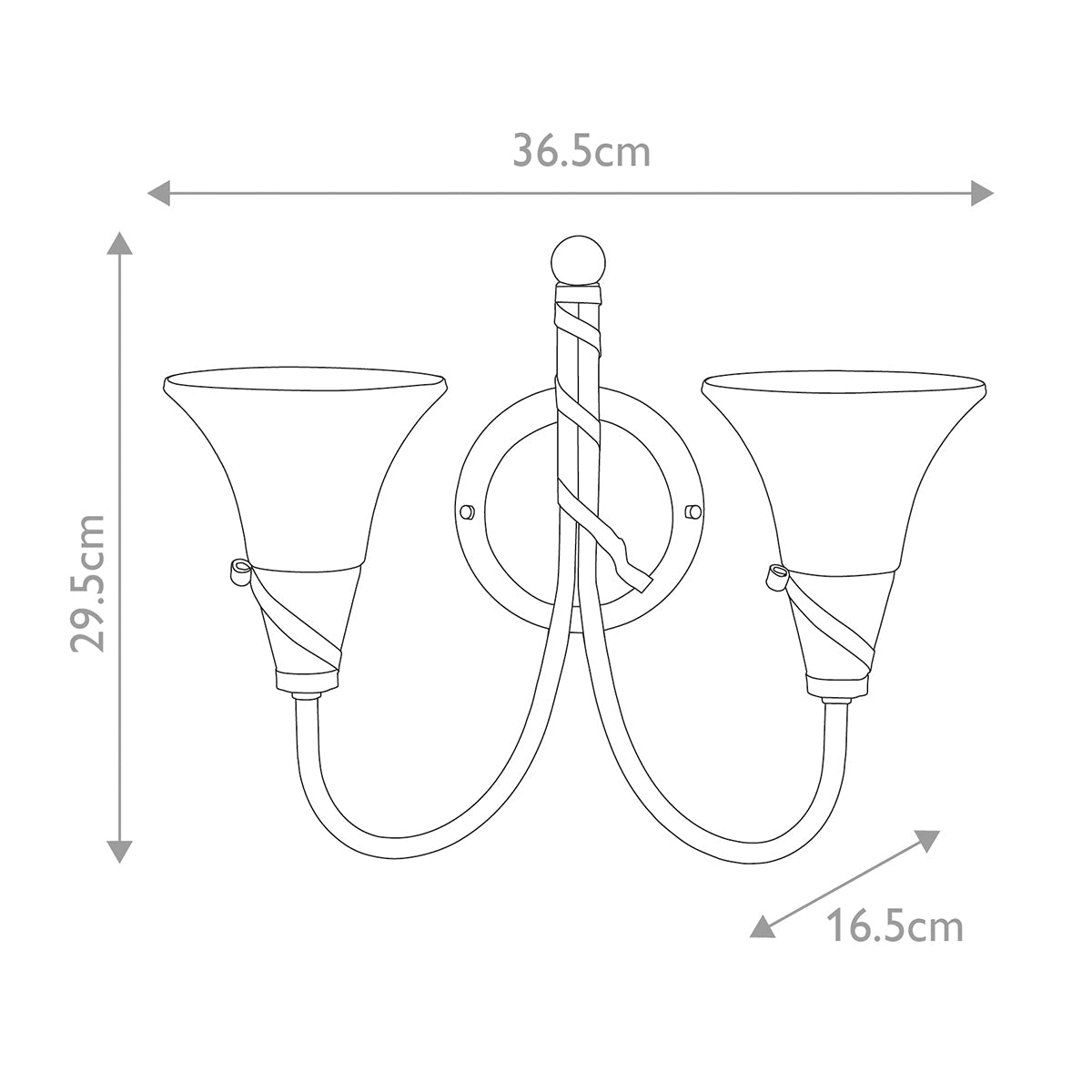 Elstead Emily Wandleuchte Kupfer – Massskizze