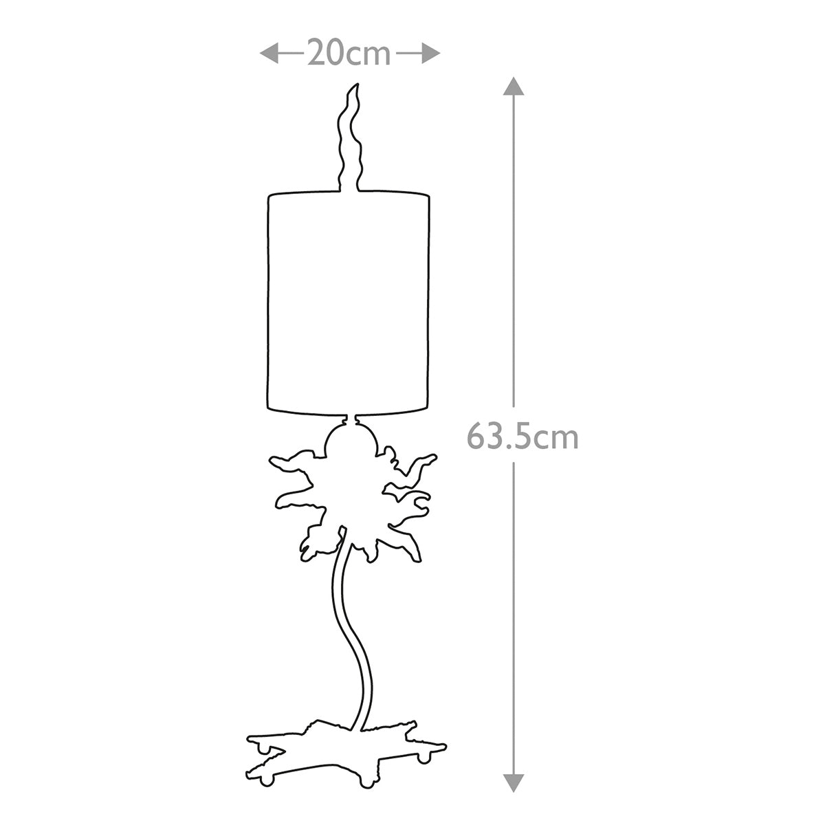 Flambeau Dominique Tischlampe Gold, Schwarz, Creme – Massskizze