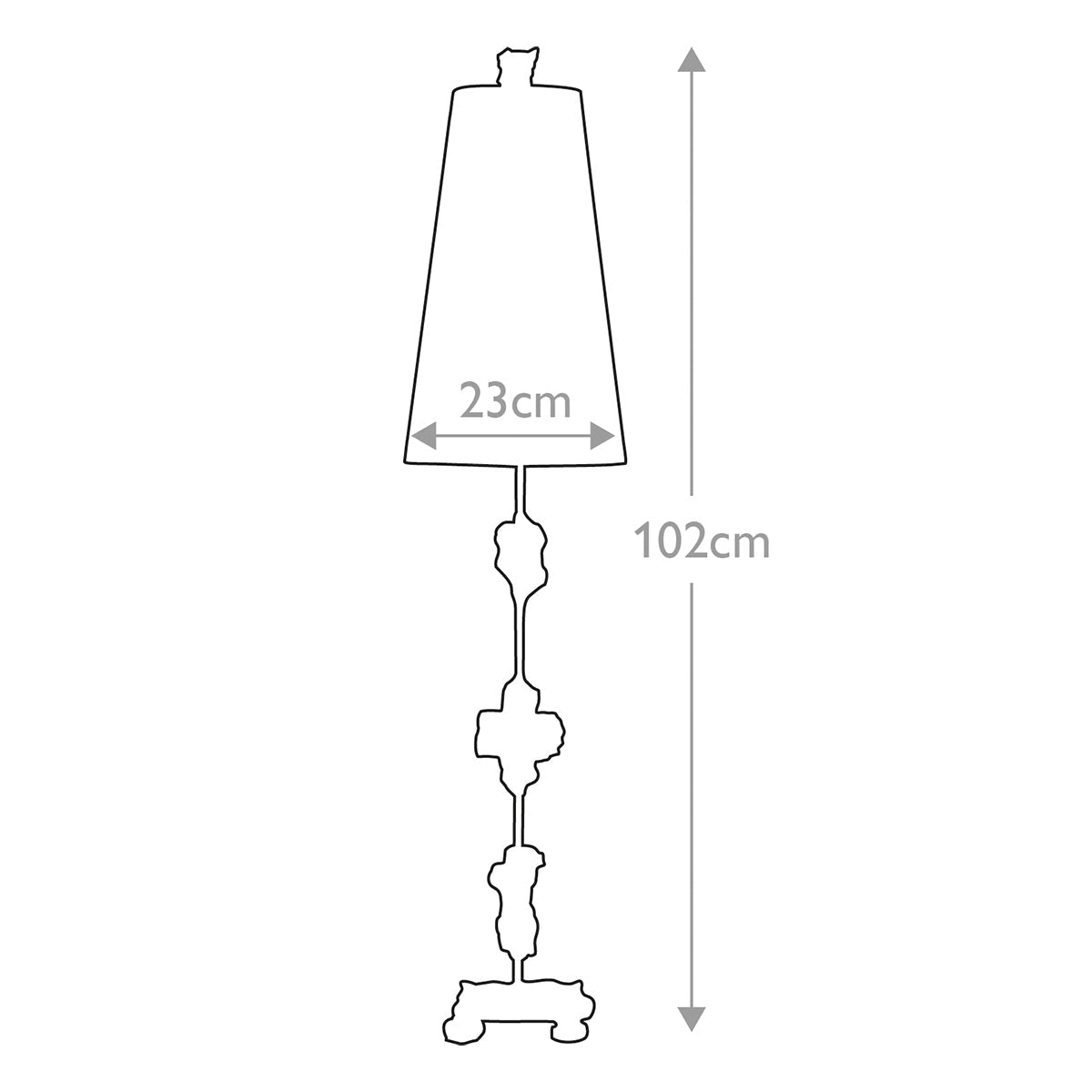 Flambeau Fragment Tischlampe Gold – Massskizze