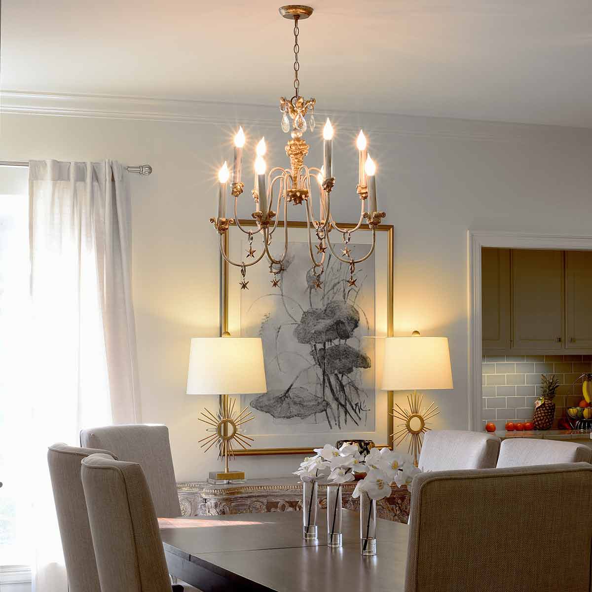 Flambeau Mignon Kronleuchter Gold, Silber – Detailansicht