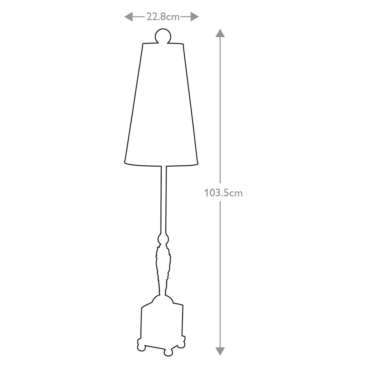 Flambeau Noma Tischlampe Gold, Schwarz, Silber – Massskizze
