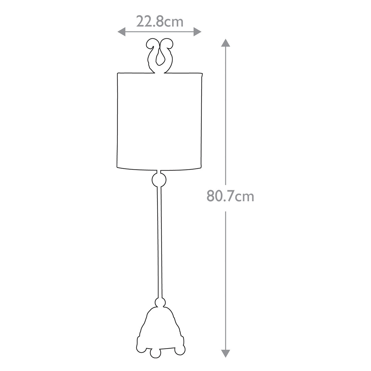 Flambeau Phoenician Tischlampe Schwarz, Gold, Silber – Massskizze