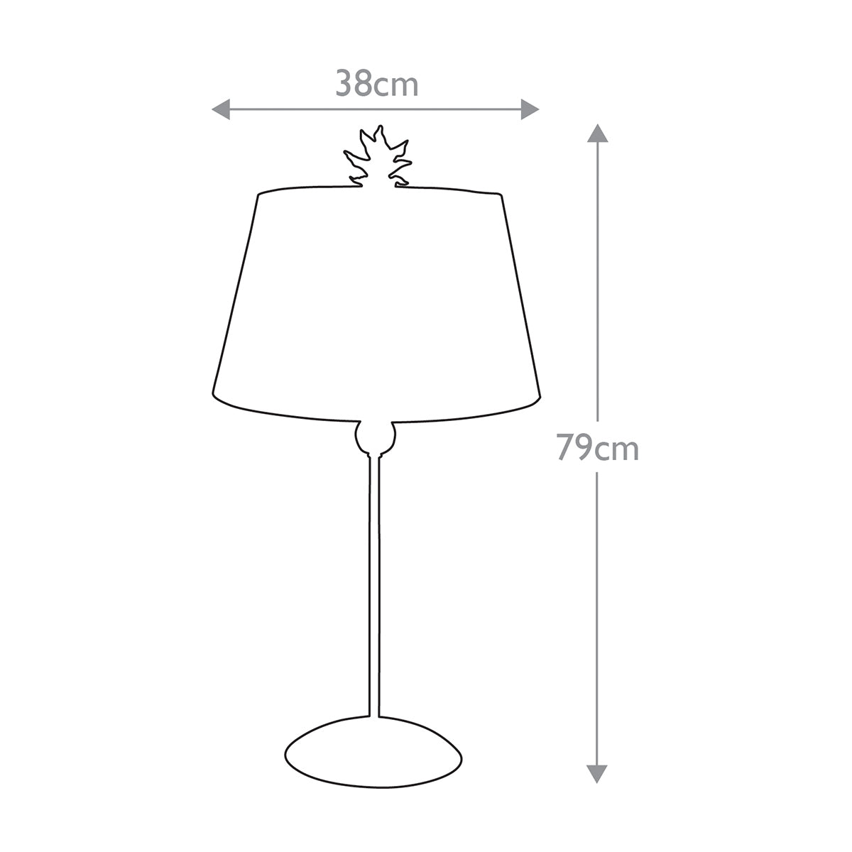 Flambeau South Tischlampe Schwarz, Gold – Massskizze