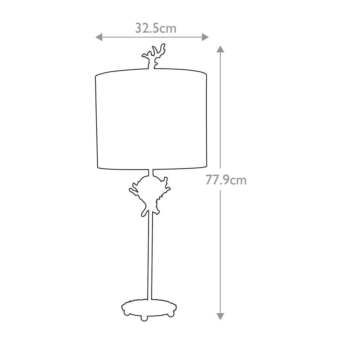 Flambeau Trellis Tischlampe Silber – Massskizze
