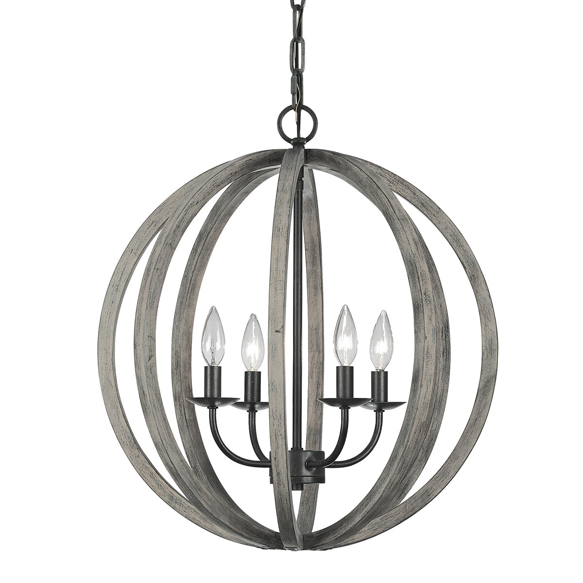 Feiss Allier Pendelleuchte Weathered Oak Wood/Antique Forged Iron