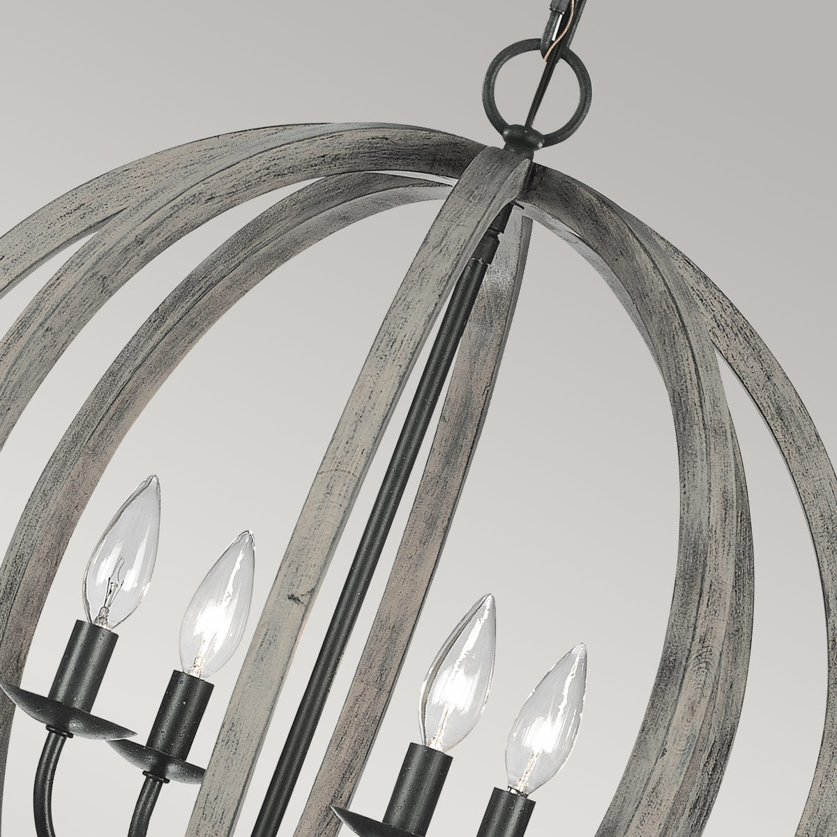 Feiss Allier Pendelleuchte Weathered Oak Wood/Antique Forged Iron – Detailansicht 4