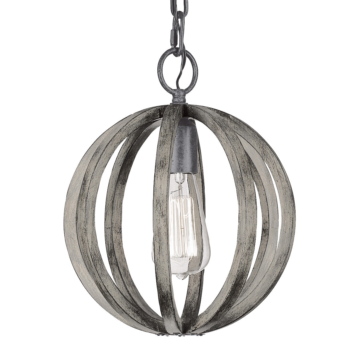 Feiss Allier Pendelleuchte Weathered Oak Wood/Antique Forged Iron