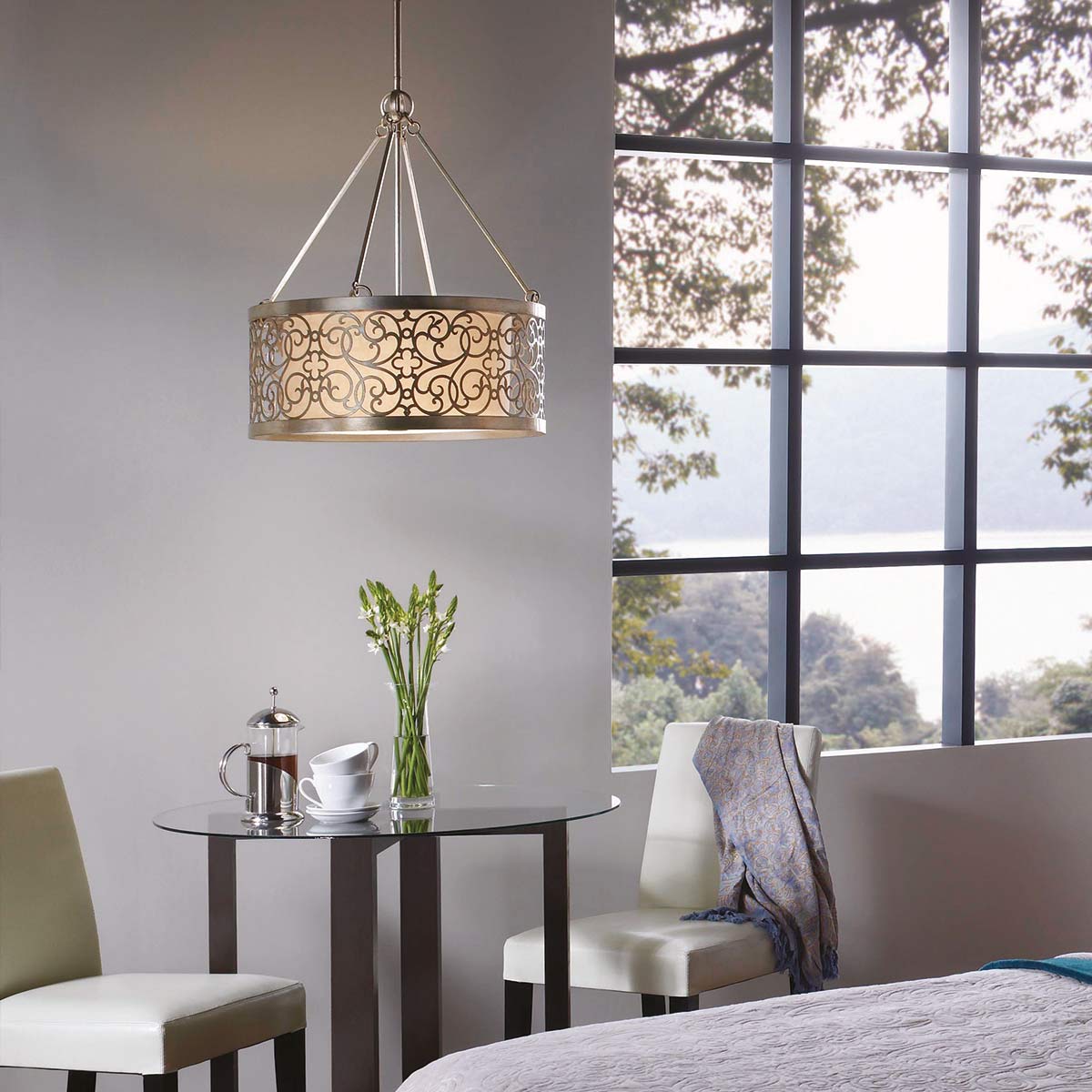 Feiss Arabesque Pendelleuchte Silber – Detailansicht 2