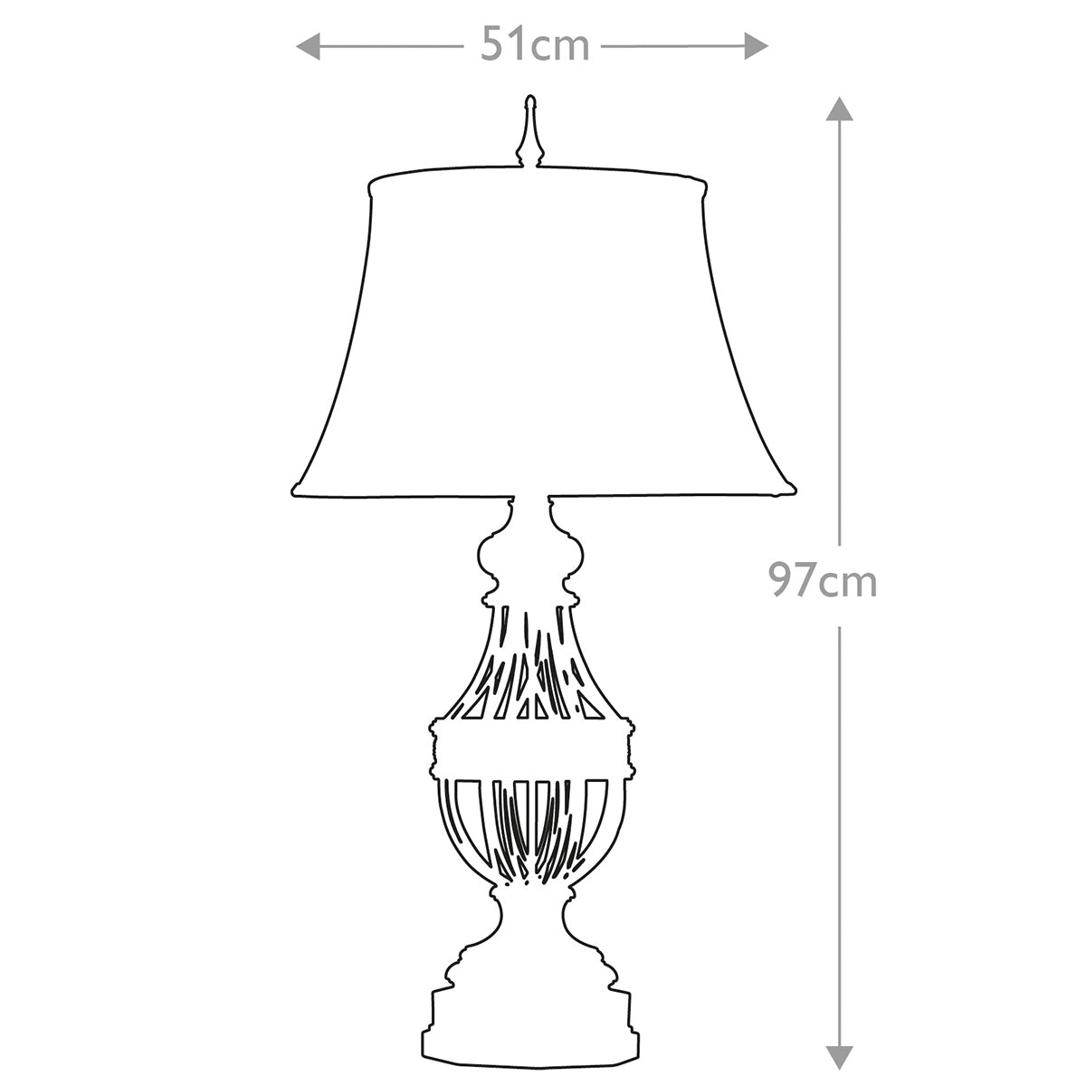Feiss Augustine Tischlampe Braun – Massskizze