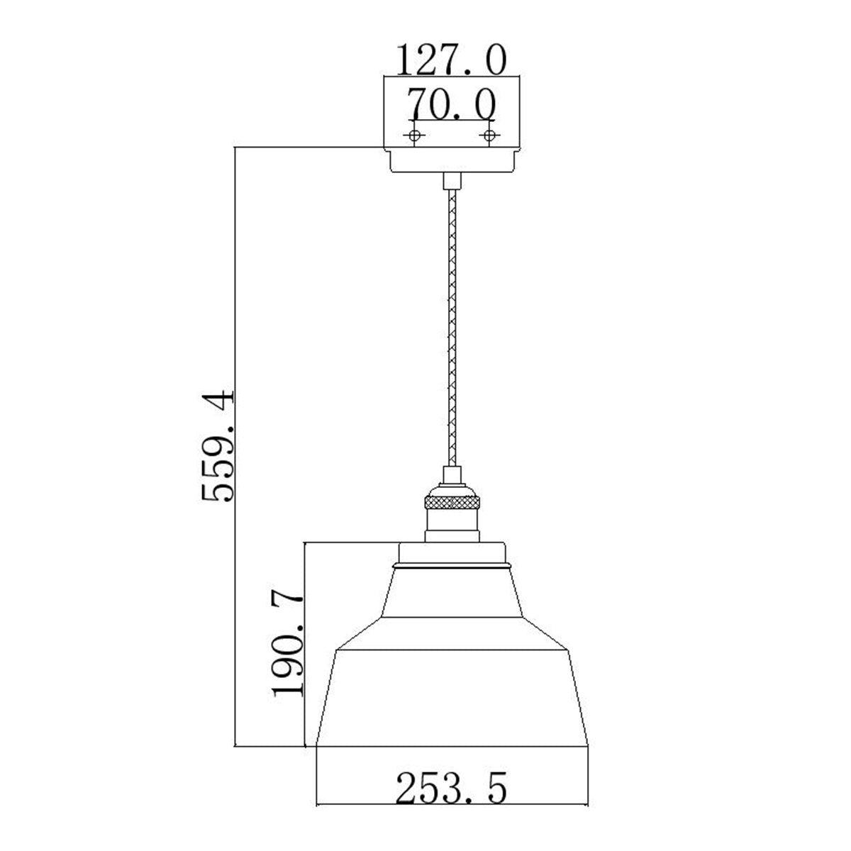 Feiss Baskin Pendelleuchte Messing, Zink – Massskizze