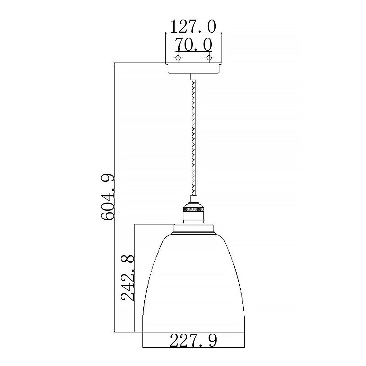 Feiss Baskin Pendelleuchte Messing, Zink – Massskizze