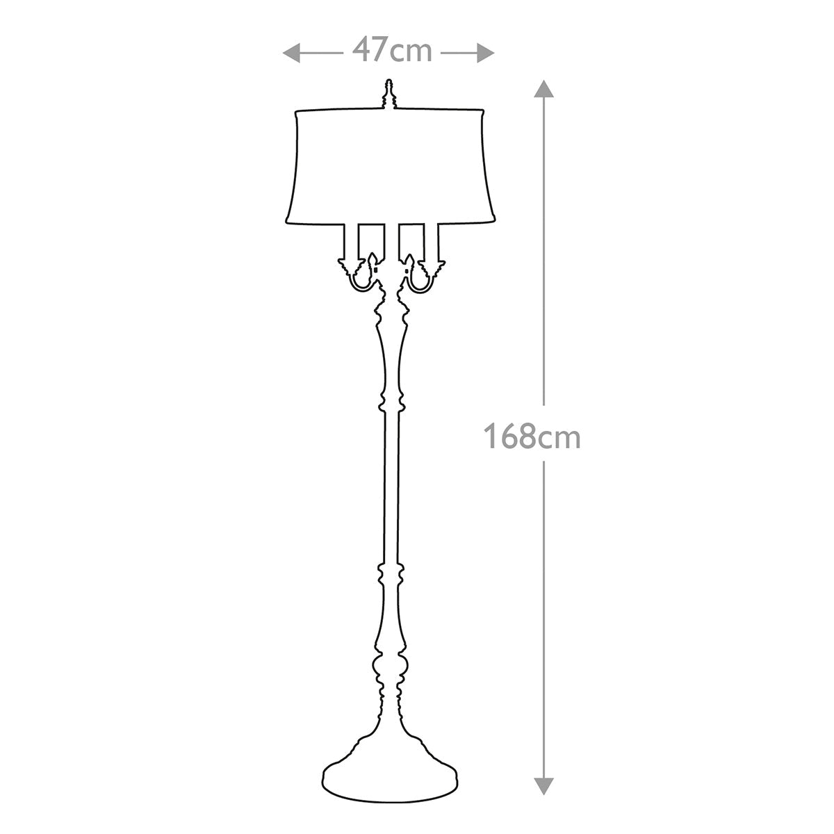 Feiss Gibson Stehleuchte Cambridge Crackle – Massskizze
