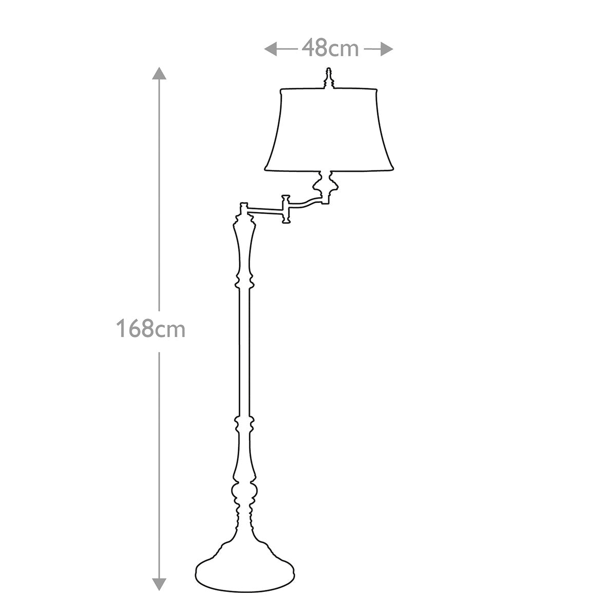 Feiss Gibson Stehleuchte Cambridge Crackle – Massskizze