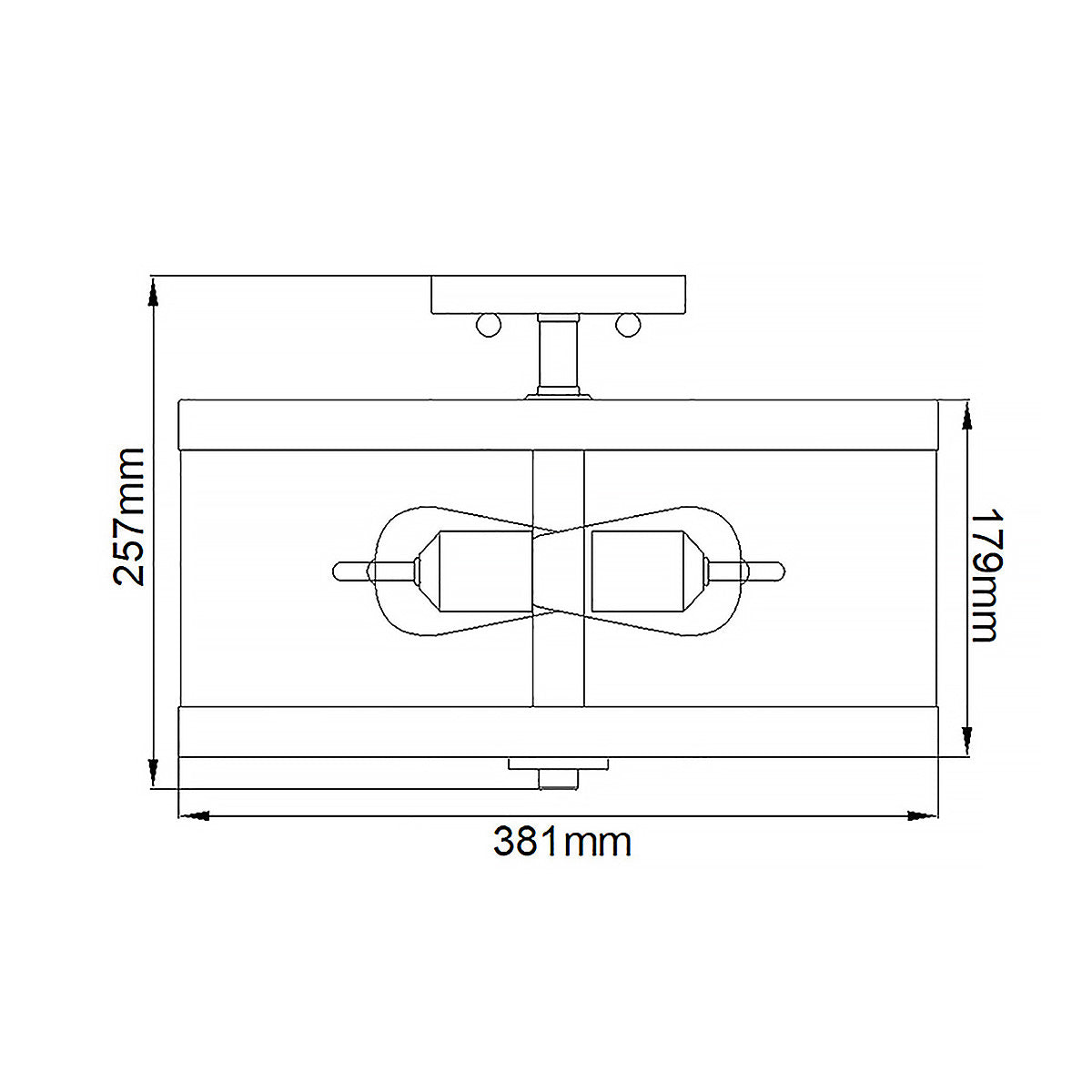 Feiss Harrow Deckenleuchte Nickel – Massskizze