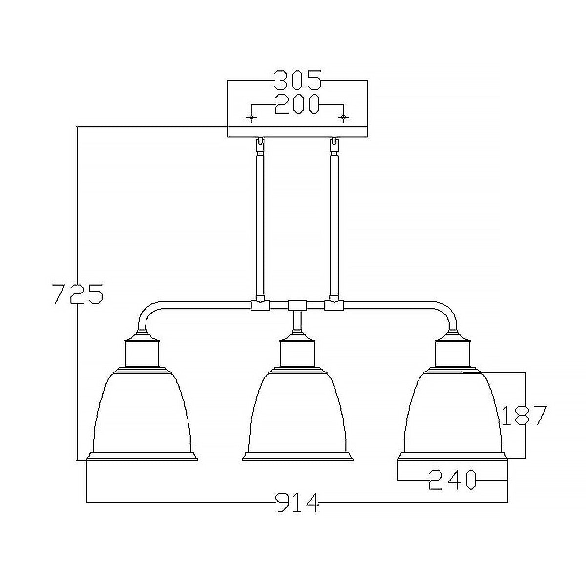 Feiss Hobson Kronleuchter Nickel – Massskizze