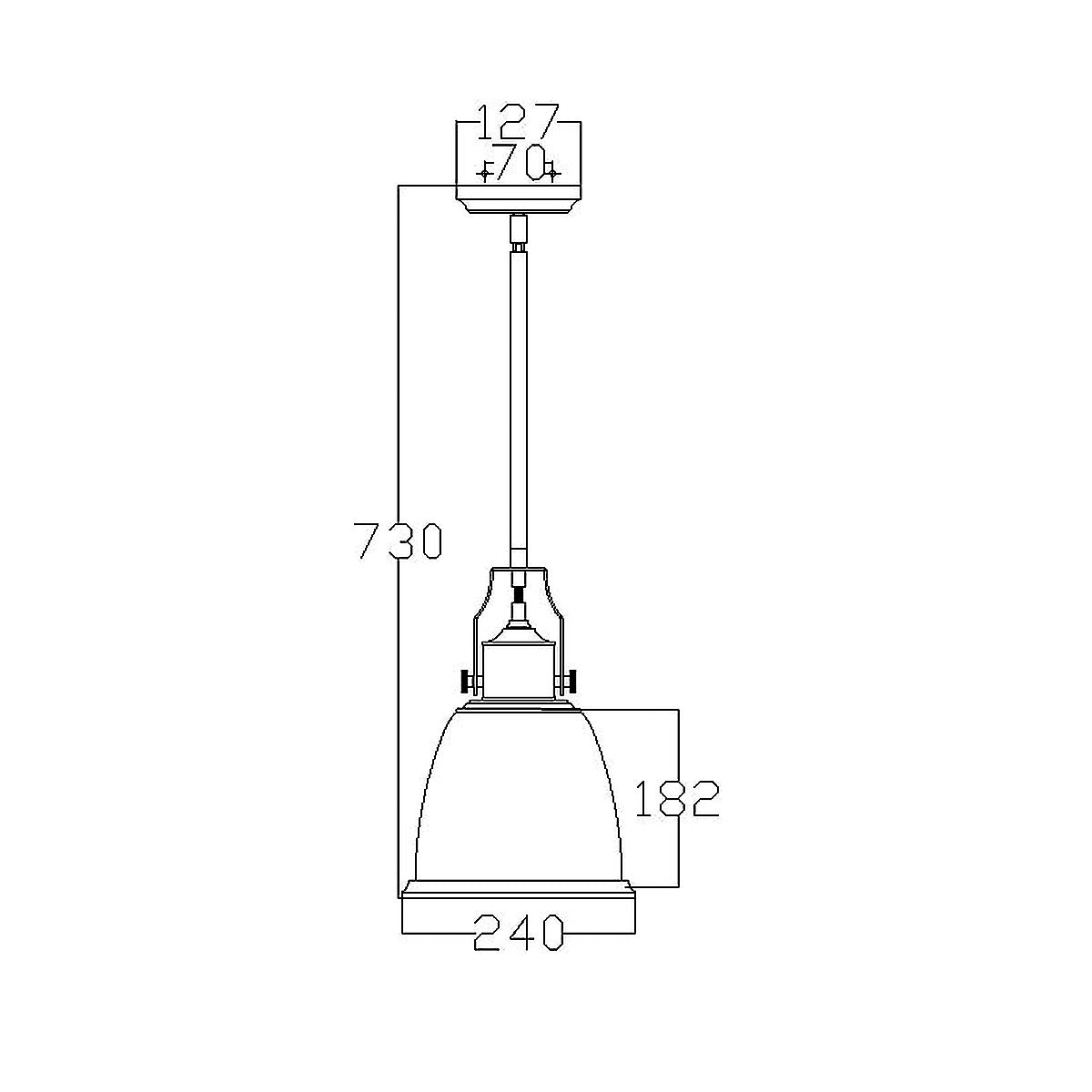 Feiss Hobson Pendelleuchte Nickel – Massskizze