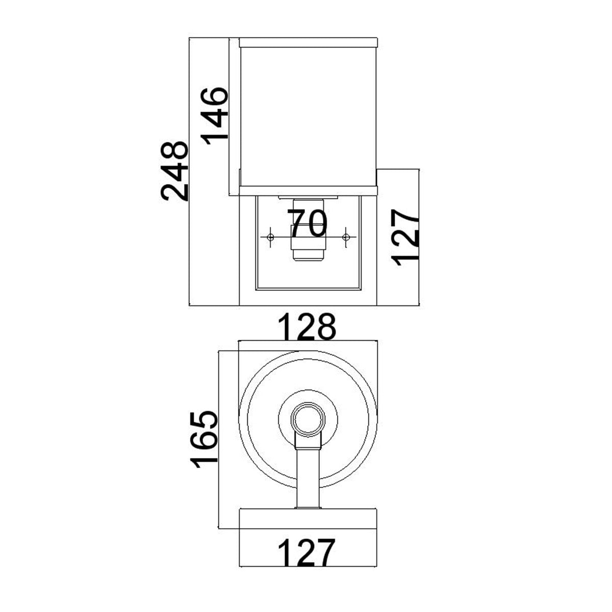 Feiss Prospect Wandleuchte Nickel, Chrom – Massskizze