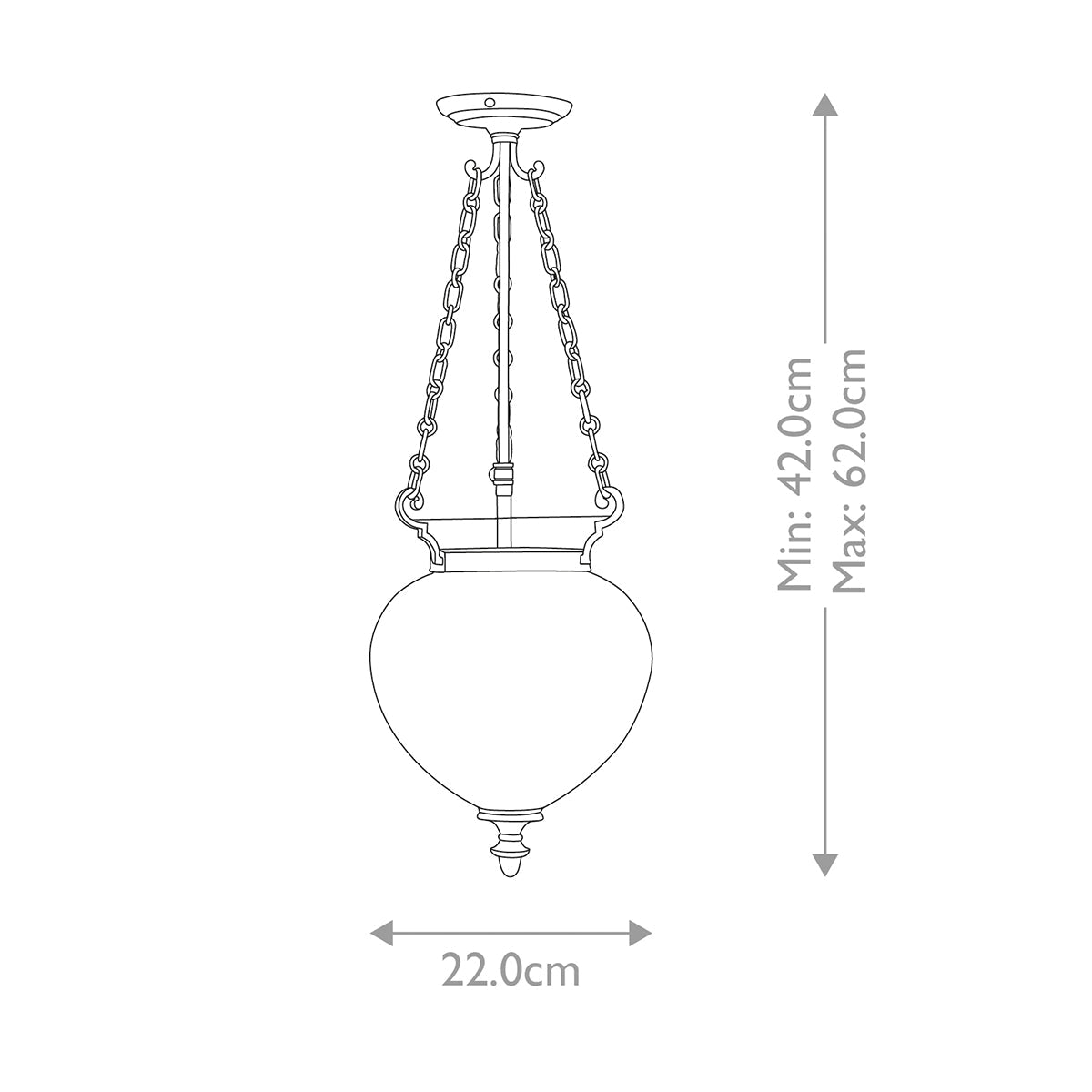 Elstead Finsbury Pendelleuchte Nickel – Massskizze