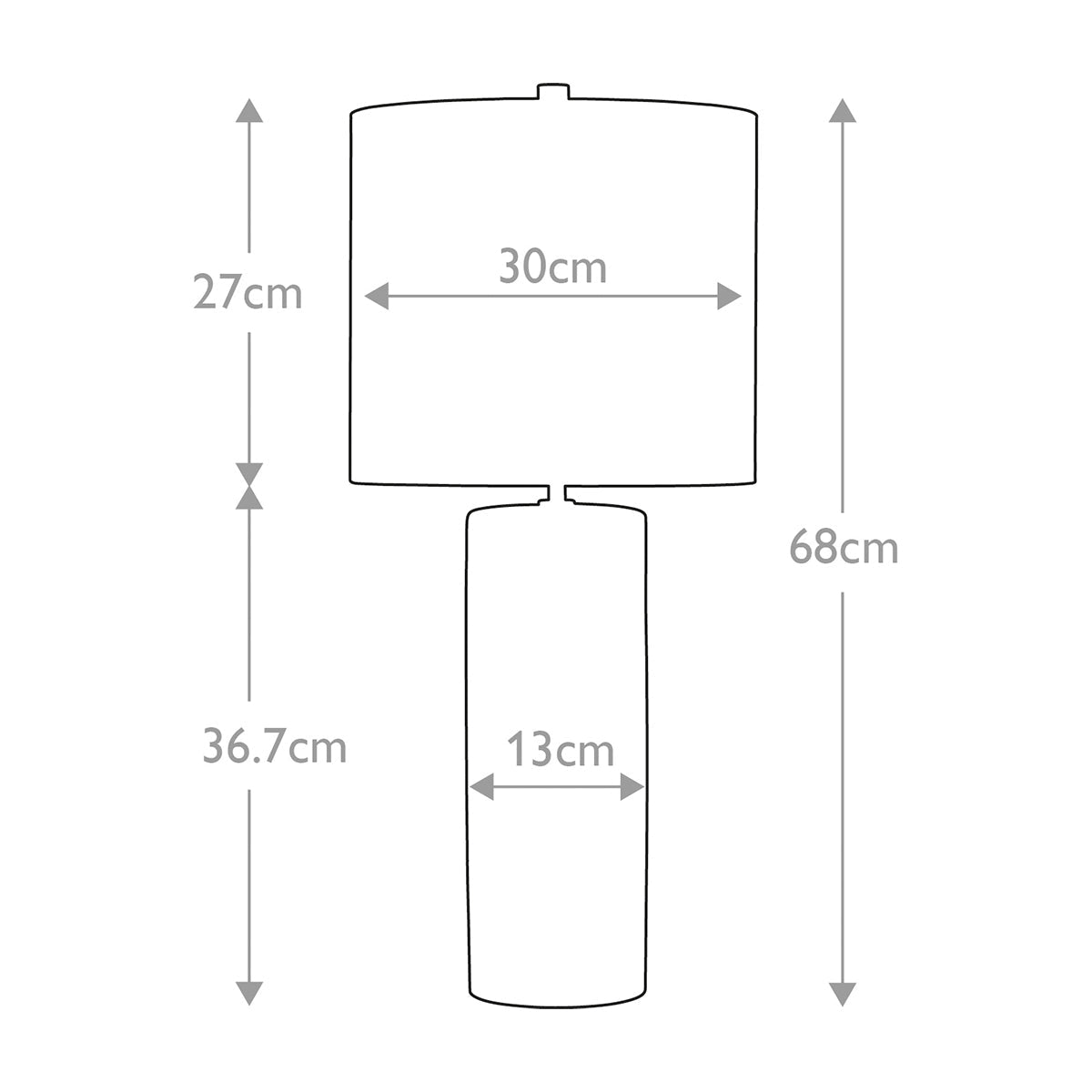 Elstead Fulwell Tischlampe Weiß, Grau – Massskizze