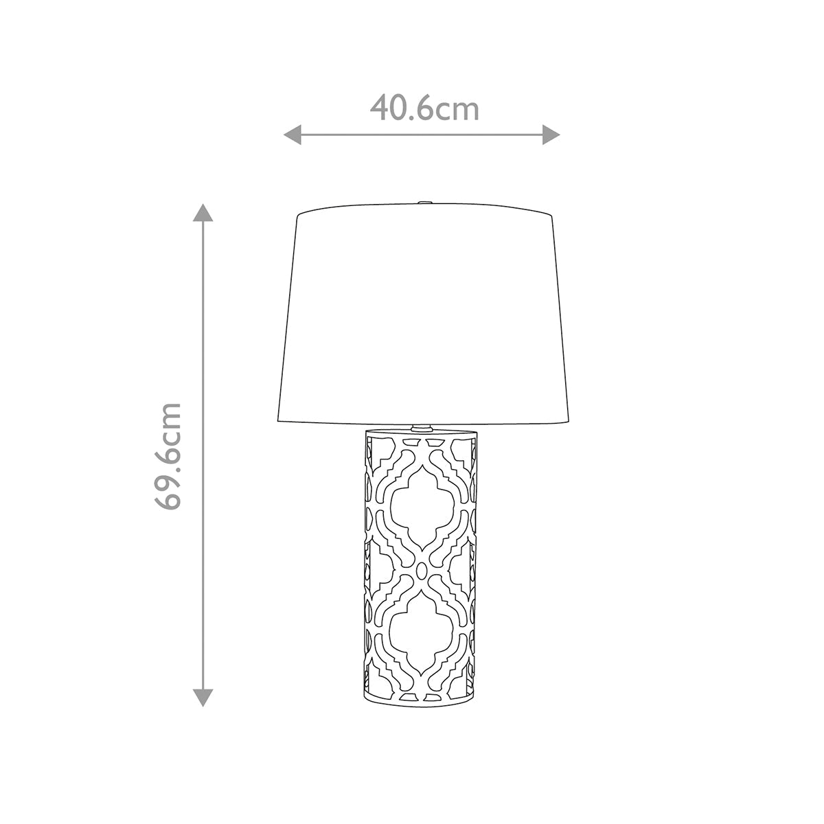 Elstead Arabella Tischlampe Gold, Elfenbein – Massskizze
