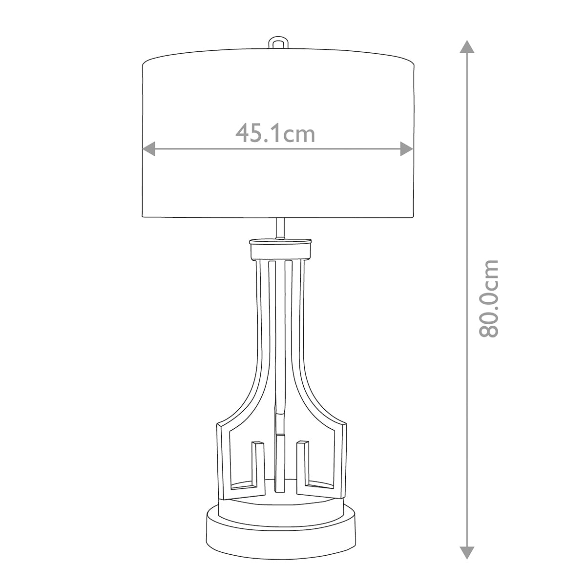 Elstead Lemuria Tischlampe Gold, Elfenbein – Massskizze