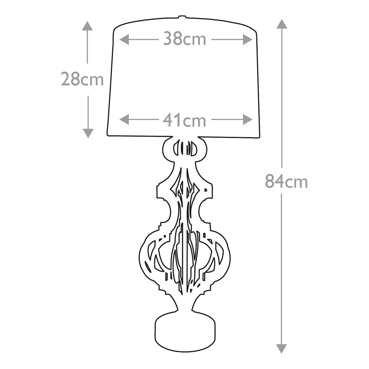 Elstead Octavia Tischlampe Gold – Massskizze