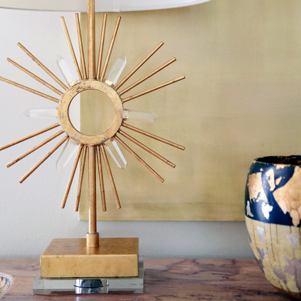 Elstead Sun Tischlampe Gold, Creme – Detailansicht 2