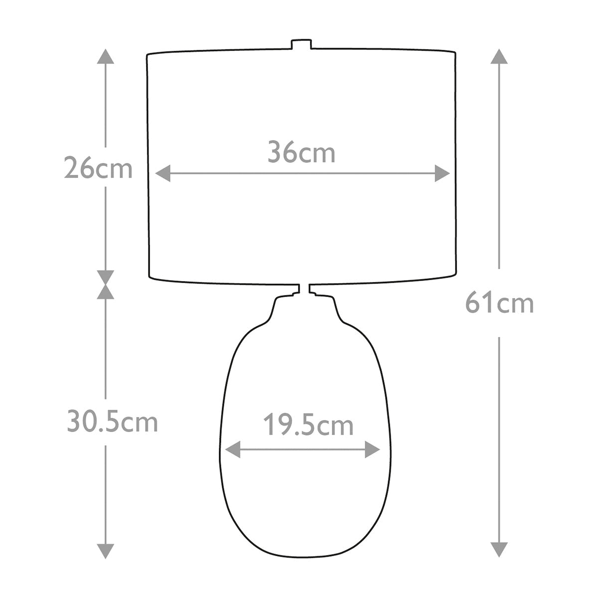 Elstead Grange Tischlampe Grau, Braun – Massskizze