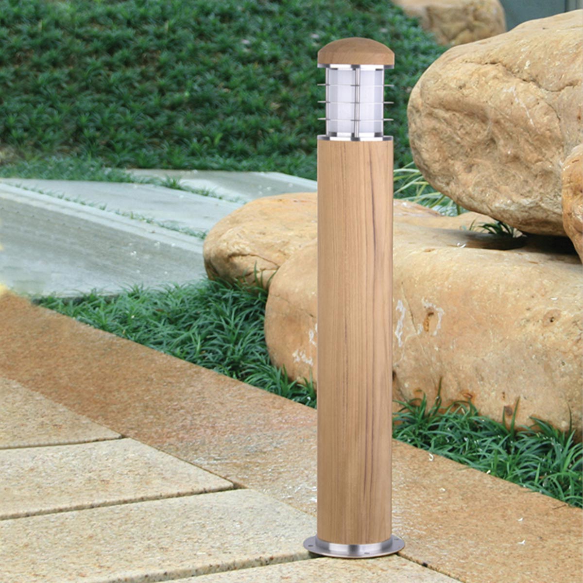 Elstead Poole Außenleuchte Teak and Stainless Steel – Detailansicht 2