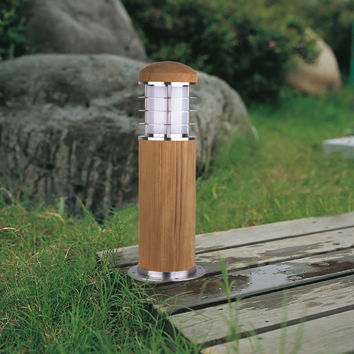 Elstead Poole Außenleuchte Teak and Stainless Steel – Detailansicht 2