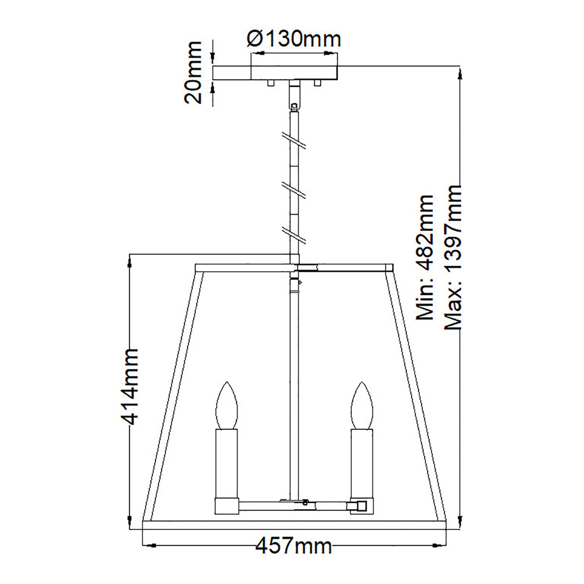 Hinkley Fulton Pendelleuchte Bronze, Messing – Massskizze