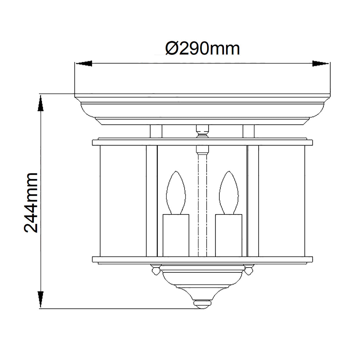 Hinkley Gentry Deckenleuchte Nickel – Massskizze