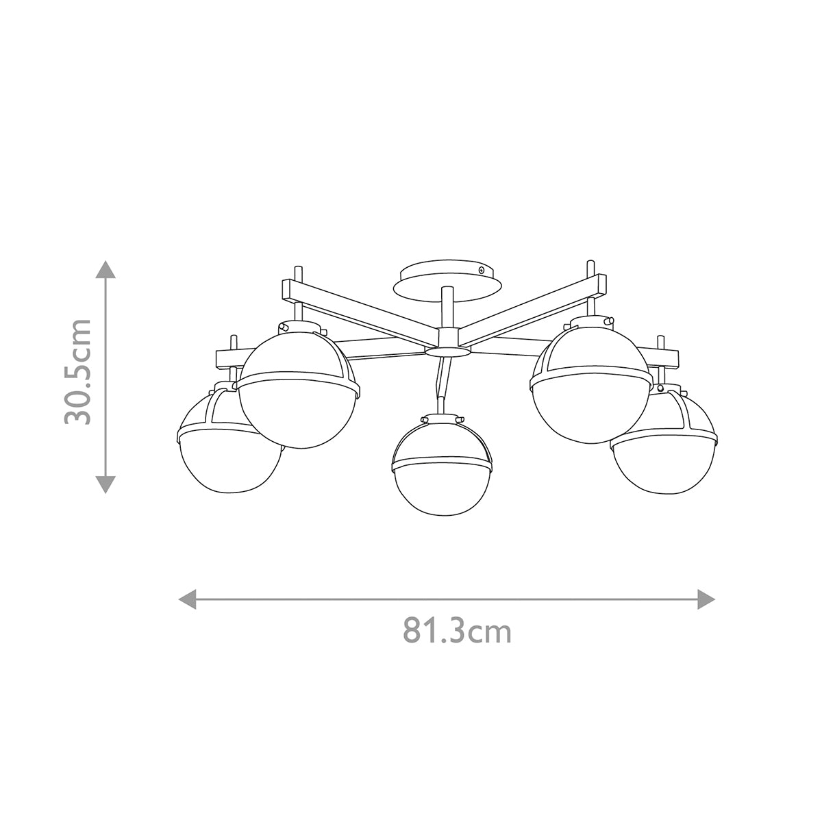 Hinkley Hollis Deckenleuchte Messing – Massskizze