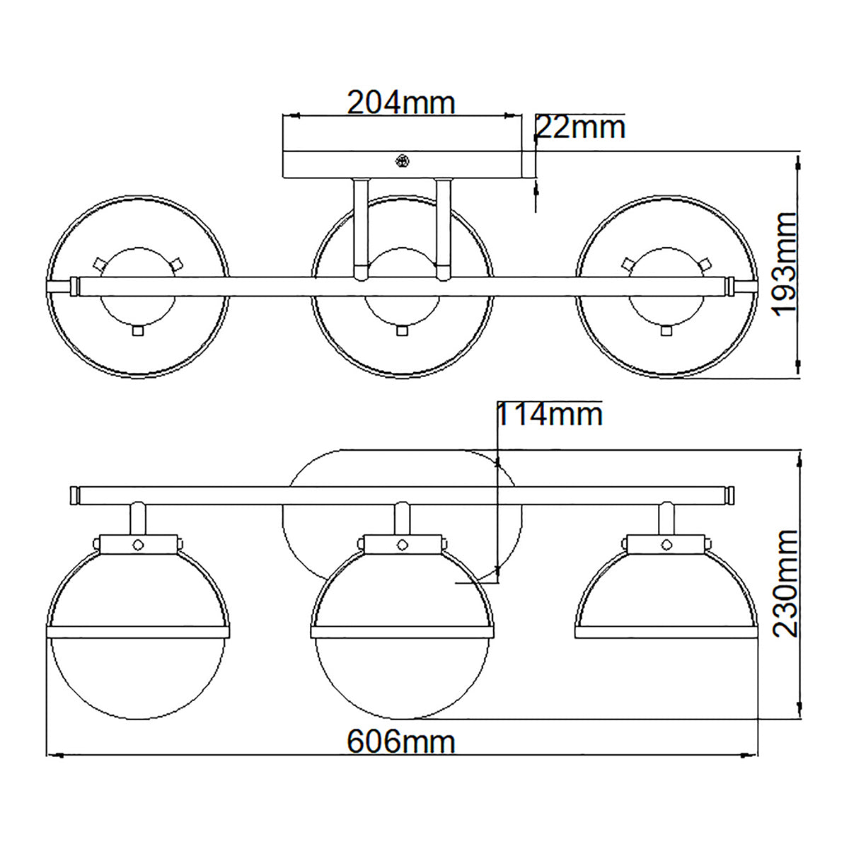 Hinkley Hollis Wandleuchte Messing – Massskizze