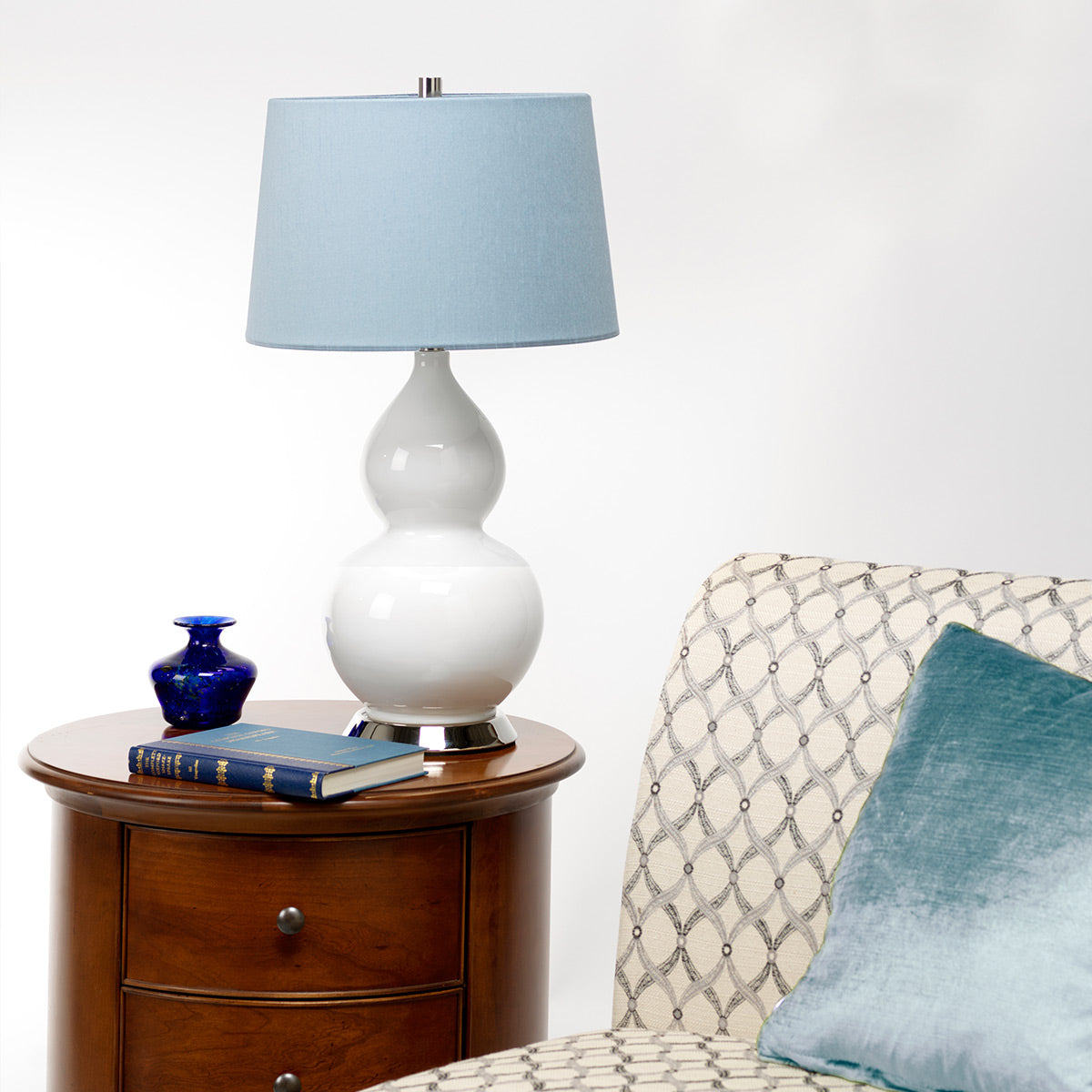 Elstead Isla Tischlampe Nickel, Weiß, Blau – Detailansicht 4
