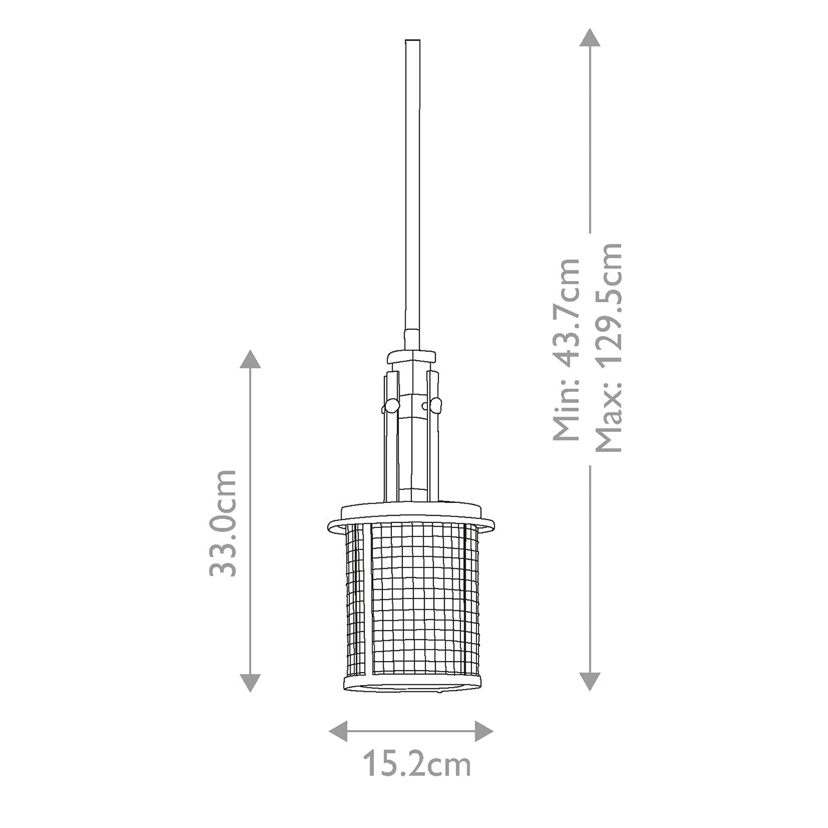 Kichler Ahrendale Pendelleuchte Anvil Iron – Massskizze