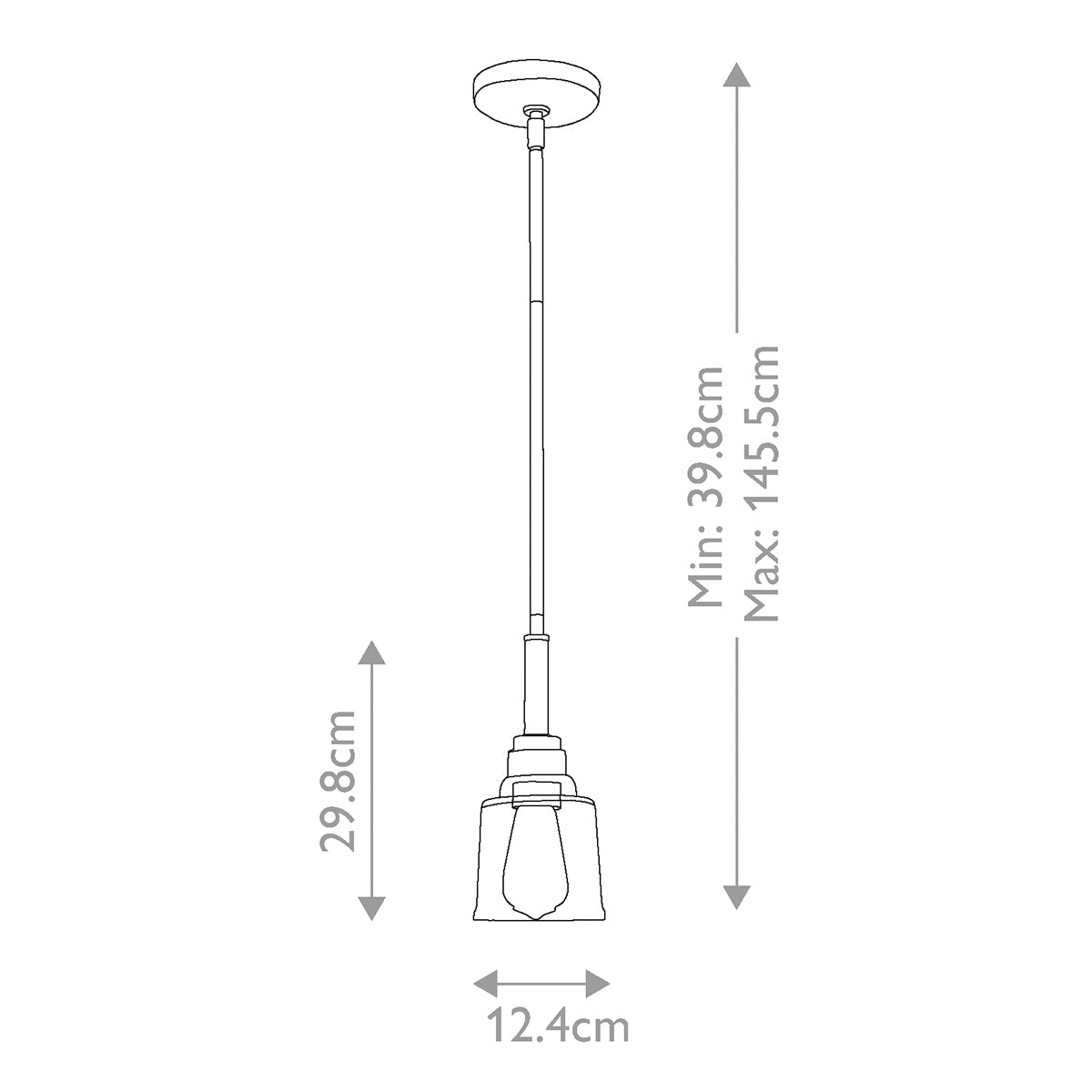 Kichler Aivian Pendelleuchte Messing – Massskizze